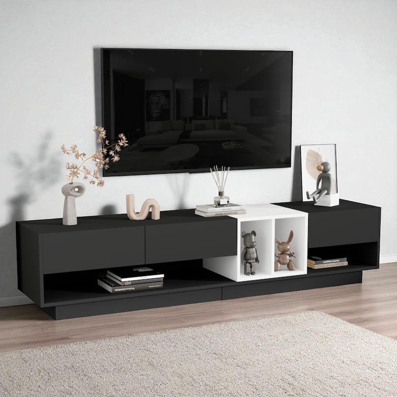 75 Inch Modern Two-Tone TV Stand with Storage, Media Console Cabinet with Drawers & Compartments for TVs Up to 80 Inch