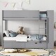 preview thumbnail 15 of 55, Bunk Bed Wood Storage Bed Frame w/ 2 Drawers, Multi-Layer Cabinet Gray - Twin