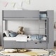 preview thumbnail 2 of 7, Grey Wood Bunk Bed With 2 Drawers and Multi-layer Cabinet, Full-length Guardrail