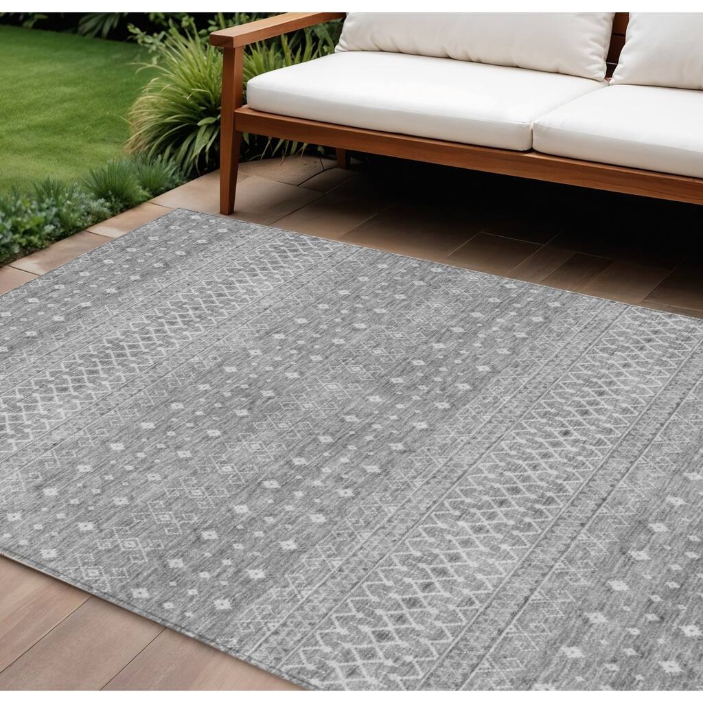 HomeRoots Tribal Transitional Rectangle Outdoor Rug