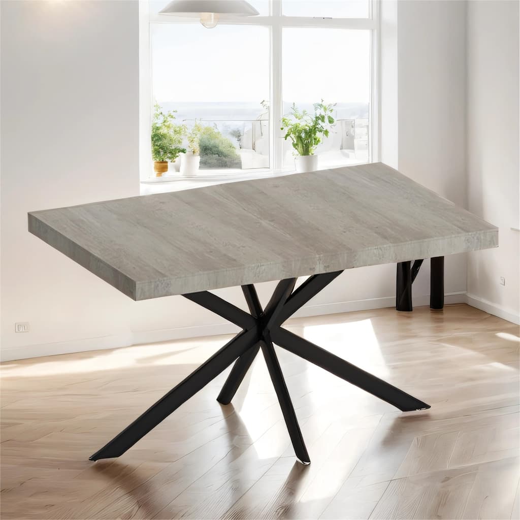 55.11"-70.86"Rectangular Stretch Dining Table w/ Cross Iron Foot Base