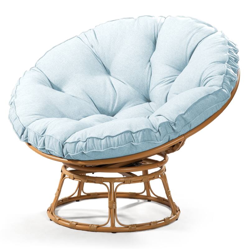 Cozywor Wicker Outdoor Patio Swivel Papasan Lounge Chair with Cushions