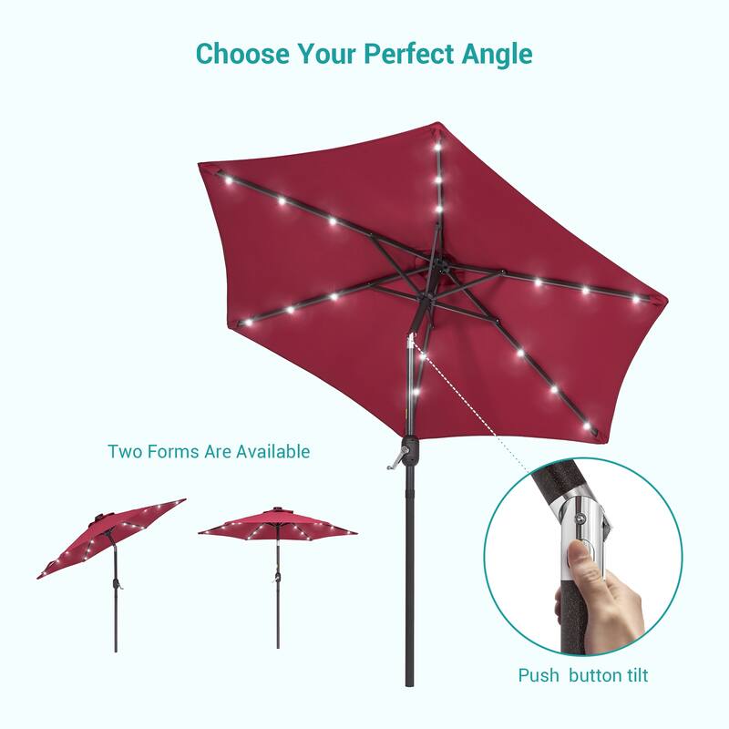 BONOSUKI 7.5ft LED Patio Umbrella Table Umbrellas,with Tilt and Crank