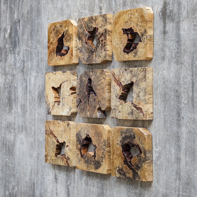 Uttermost Bahati Wood Wall Decor In Natural, Set Of 9