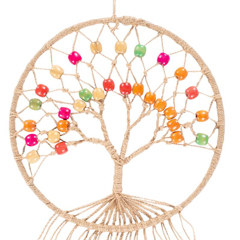 Artistic Weavers Audrea Macrame and Beads Round Tree Wall Hanging - 26"H x 11"W