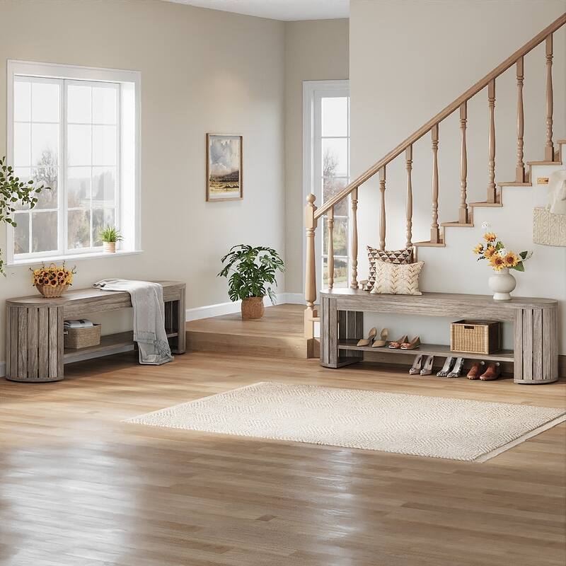 Wood Entryway Shoe Bench, Shoe Storage Bench, Bedroom Entrance Living Room End of Bed Stool Accent Bench