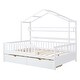 preview thumbnail 20 of 22, Modern Wooden Full Size House Bed with 2 Drawers with Storage Shelf & Safety Guard Rails & Solid Wood Slats Support Kids Bed