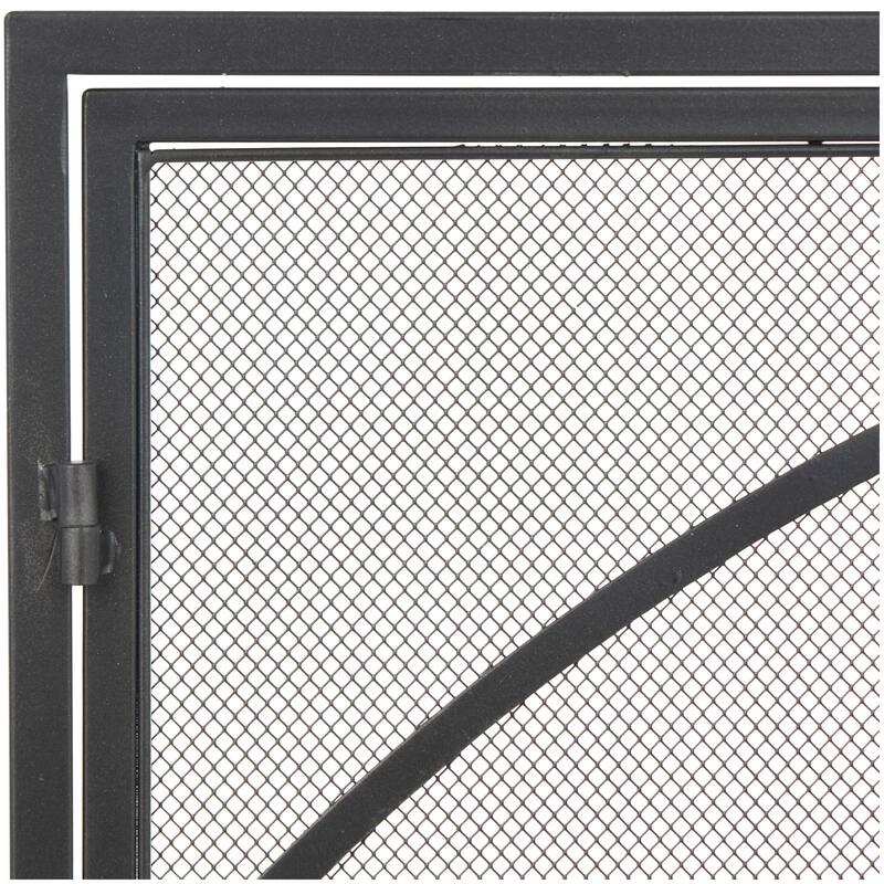 Metal Single Panel Fireplace Screen with Arch Inspired Doors and Handles - Black - Roche River Decor - 12"W x 31"L x 32"H