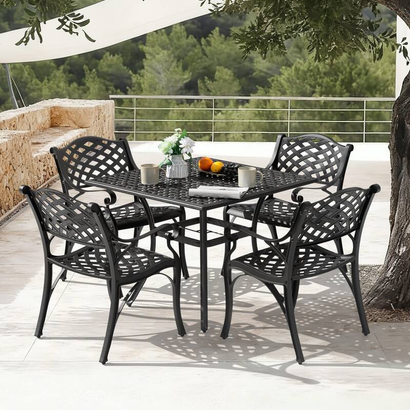 2 PCS Cast Aluminum Bistro Chairs with Black and Gold Powder Coating