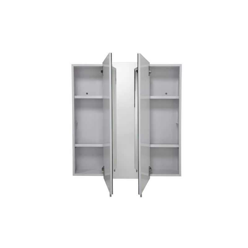 Acadia Large Triple Door TriView White Steel Medicine (30x30