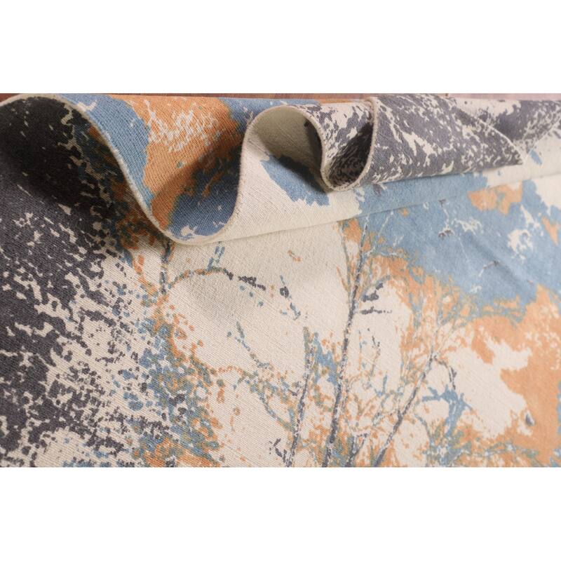 Nature Print Abstract Modern Area Rug Handmade Wool Carpet - 5'3"x 7'7"