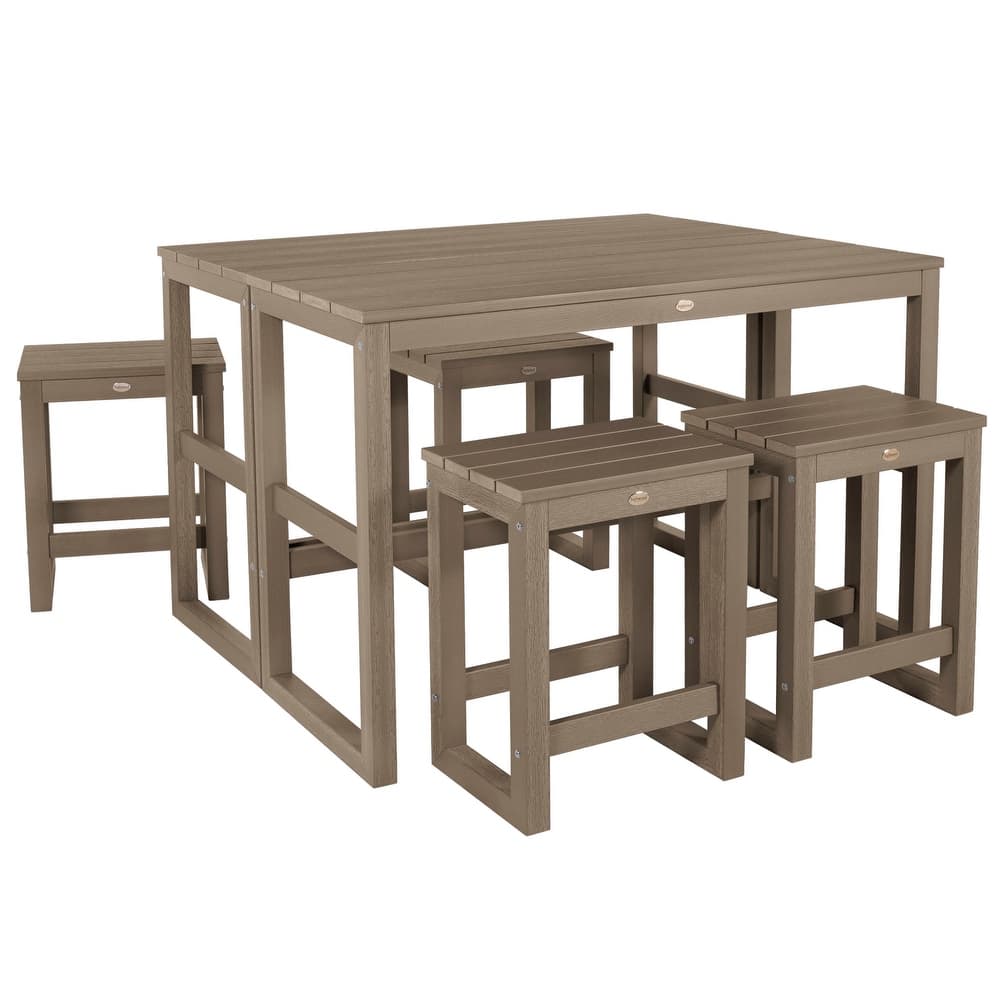 HIGHWOOD Monroe Modern Counter Height Balcony Stool/Table 6-Piece Set