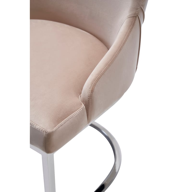 Modrest Daria Modern Beige Velvet and Stainless Steel Dining Chair Set of 2