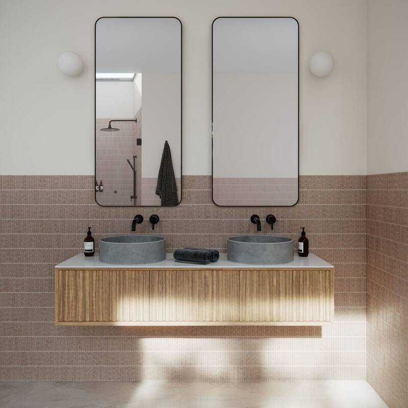 Glass Warehouse SF-SQR-22X48 Trinity 22" W x 48" H Contemporary - Matte Black