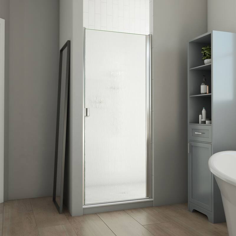 DreamLine Alliance Swing BG 30 in. W x 69 in. H Semi-Frameless Swing Shower Door in Brushed Nickel and Rain Glass