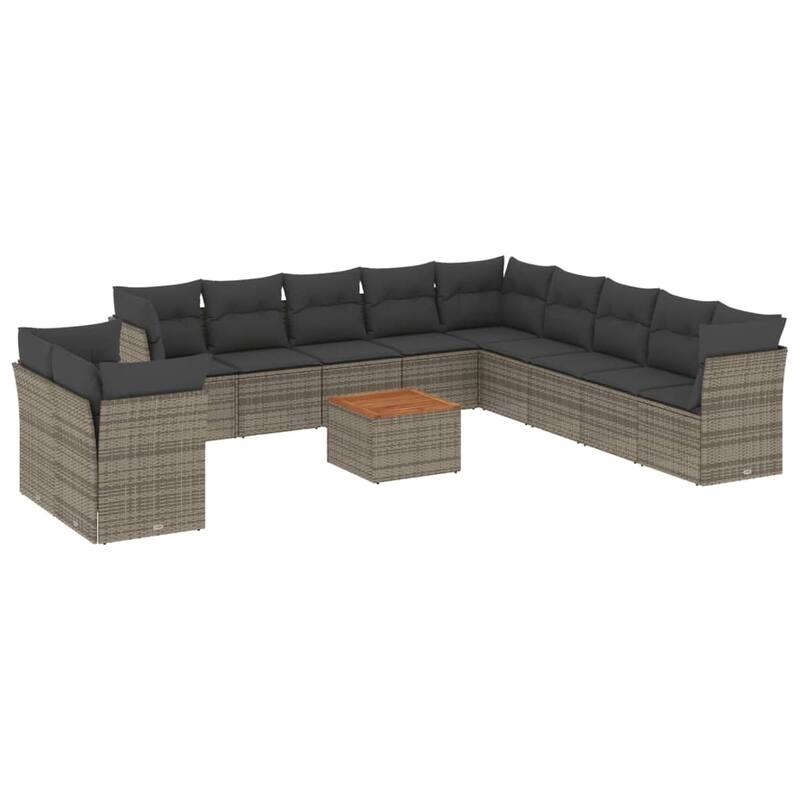 vidaXL Patio Sofa Set with Cushions Outdoor Furniture 12 Piece Poly Rattan - 24.4 x 24.4 x 27.2