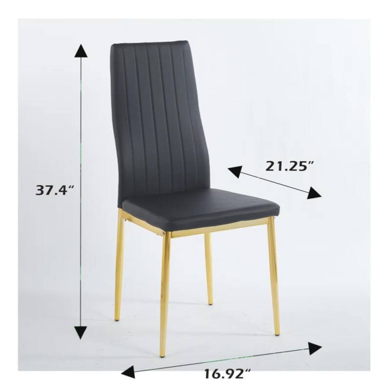 GDFStudio - Soren Mid-Century Modern High Back Dining Chair with Metal Frame and Upholstered Seat, Set of 2