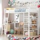 preview thumbnail 10 of 16, Modern Twin Size Loft Bed with 3 Layers of Shelves and Desk with Whiteboard and Metal Frame for Bedroom White