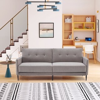 Linen Upholstered Modern Convertible Folding Futon Sofa Bed - Bed Bath ...