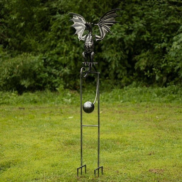 slide 2 of 5, Iron Dragon Swing Stake with Tail Down "Moonfyre"
