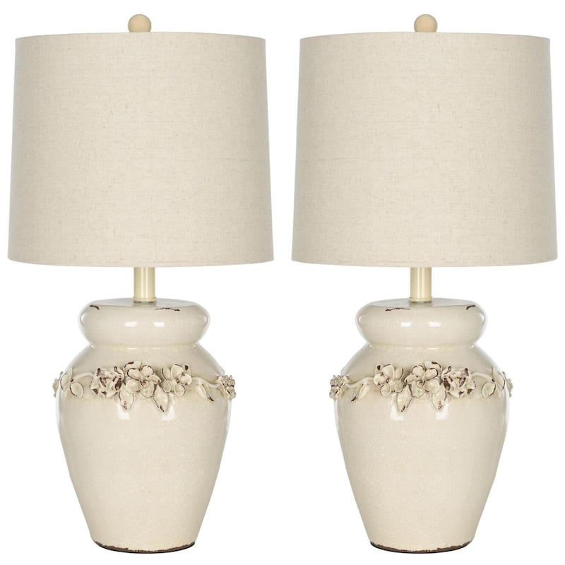 Table Lamp Ceramic Vase Lamp Rustic Home Decor Linen Shade