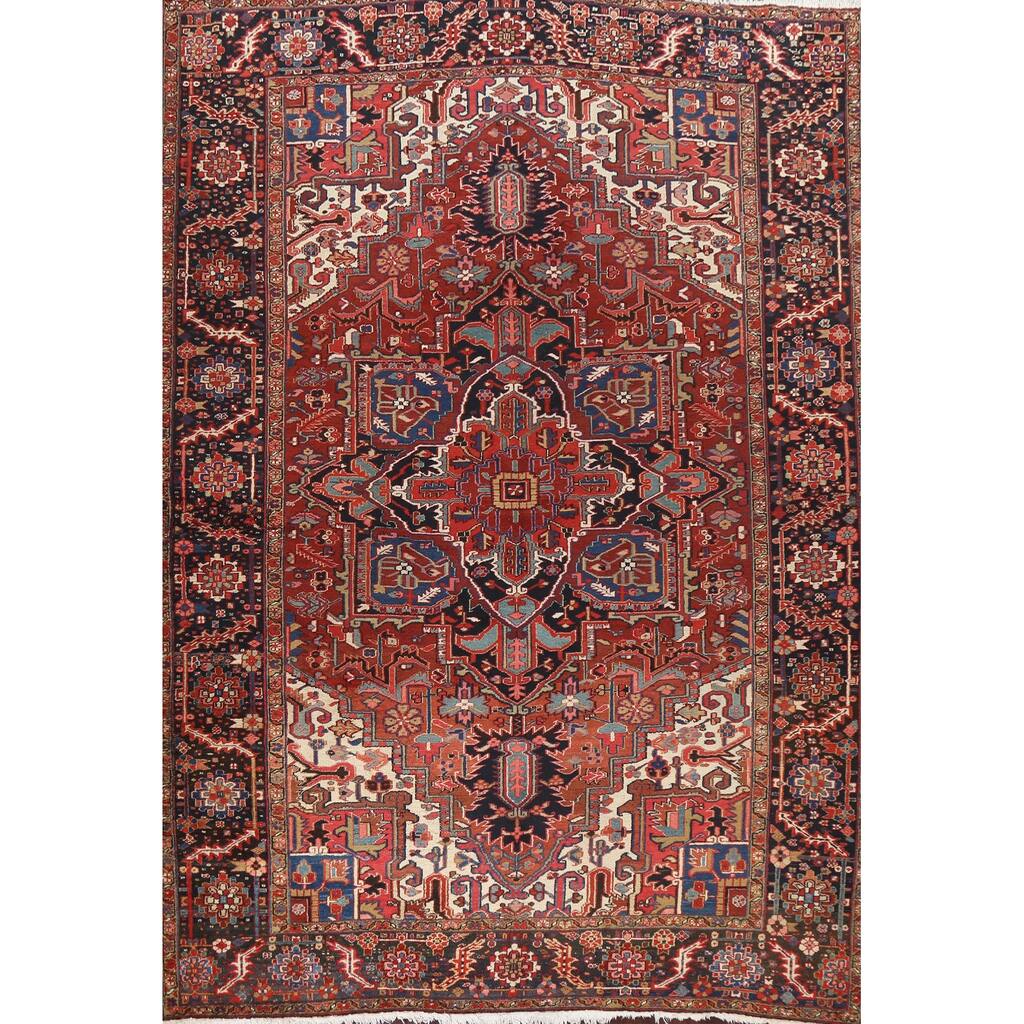 Traditional Geometric Heriz Serapi Persian Wool Area Rug Hand-knotted - 9'2" x 11'11"
