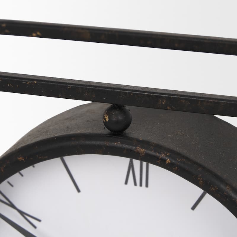 Raisa Black w/ Gold Antiquing Metal Table Clock - 3.1L x 1.3W x 3.1H