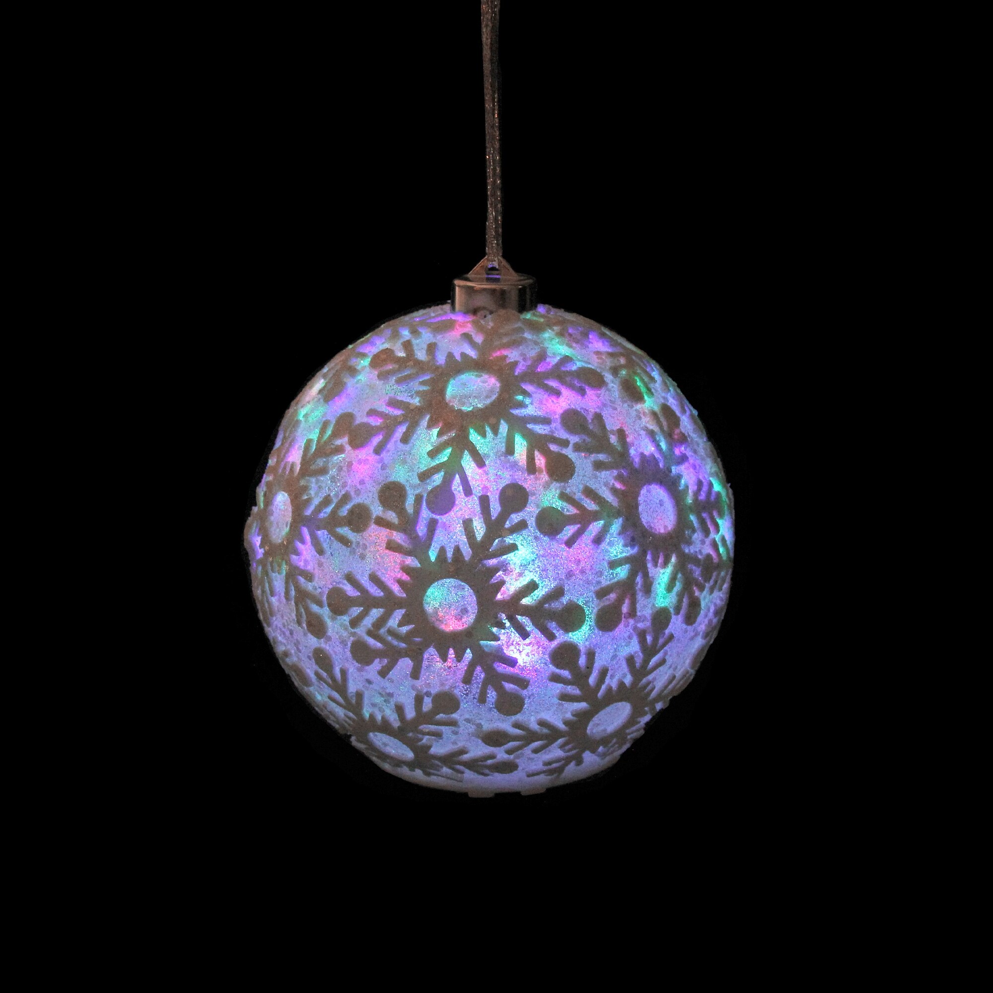 Shop Set Of 4 Lighted Glitter Snowflake Spheres Christmas Ornament
