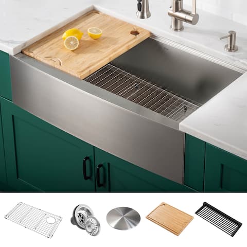 KRAUS Kore Workstation Farmhouse Apron Stainless Steel Kitchen Sink