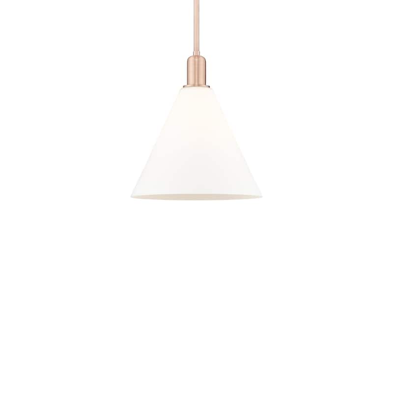 Innovations Lighting 716-1S-14-12 Berkshire Glass Pendant Berkshire - Antique Copper / Matte White