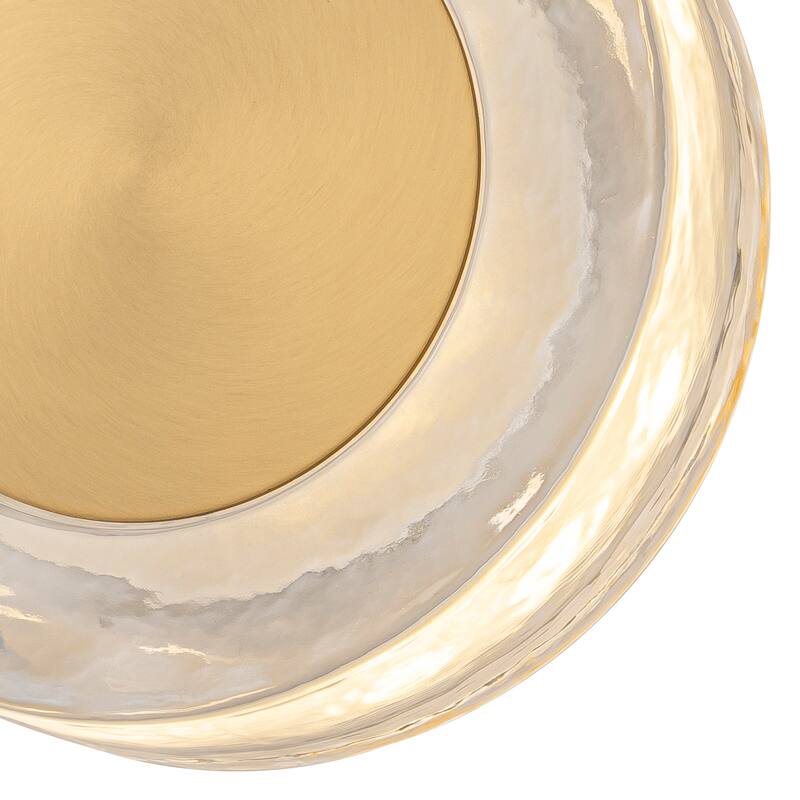 Round LED Wall Sconce Clear Textured Handblown Glass Shade Dimmable