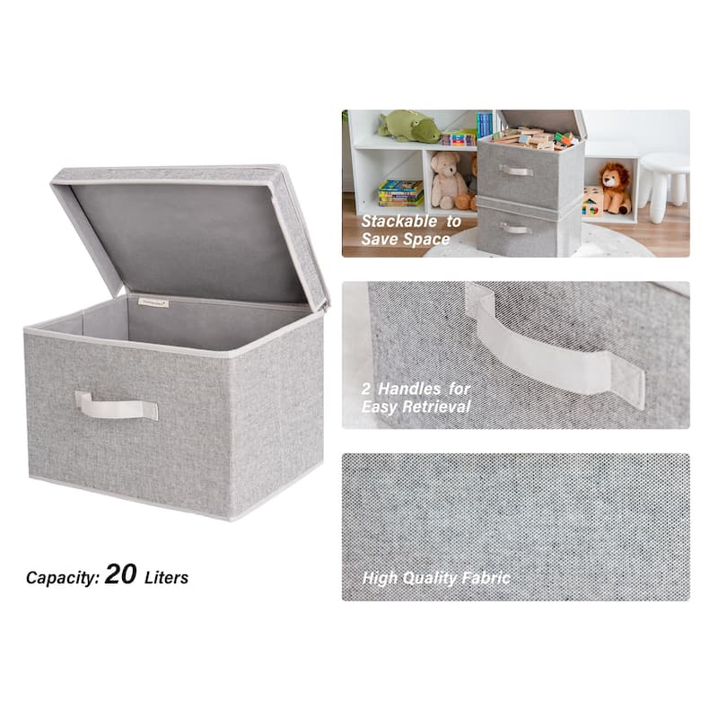 2-Pack Closet Storage Bin with Lid and Handle, Large Fabric Storage Box for Clothes, Towels, Toys, Shoes