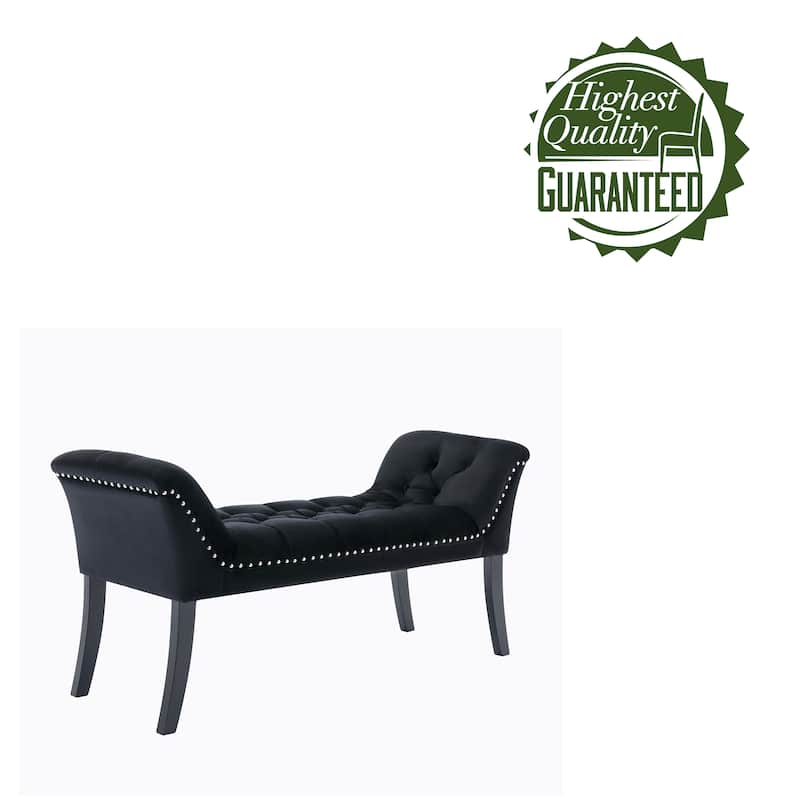 Porthos Home Sybil Tufted Velvet Accent Bench with Rubberwood Legs