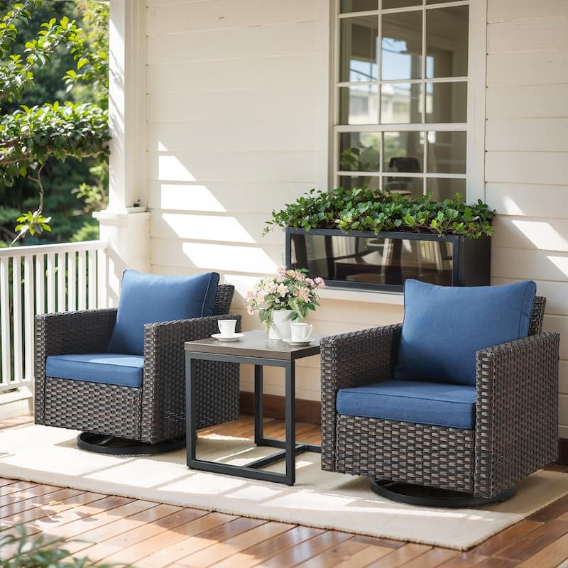 Gymojoy Wicker Swivel Glider Chair with 4 inch Olefin Cushions