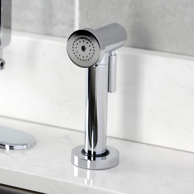 Kingston Brass Whitaker Single-Handle Deck Mount Kitchen Faucet with Brass Sprayer