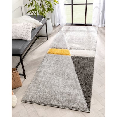 Well Woven Lolly Mori Abstract Geometric High Low Shag Area Rug