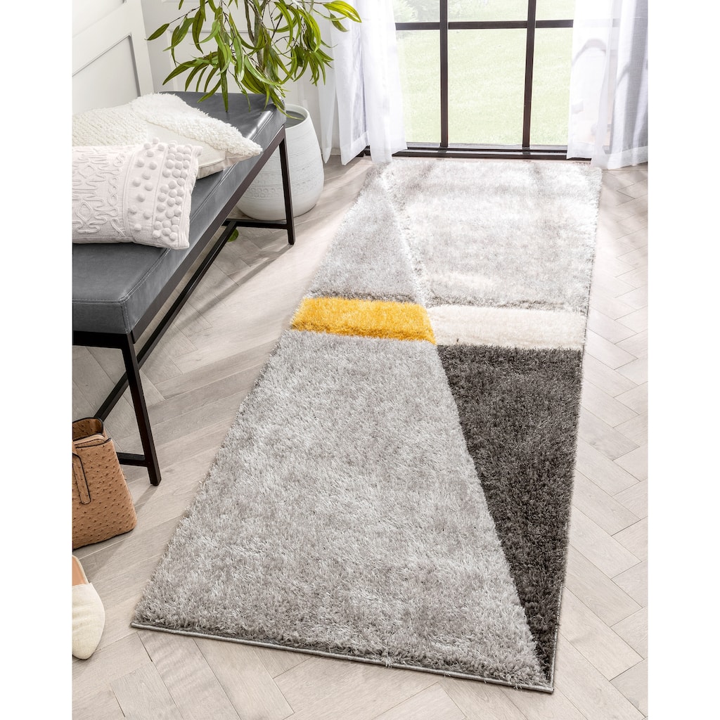 Well Woven Lolly Mori Abstract Geometric High Low Shag Area Rug