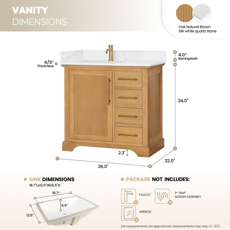 Tokyo Bath Vanity with Quartz Stone Top without Mirror