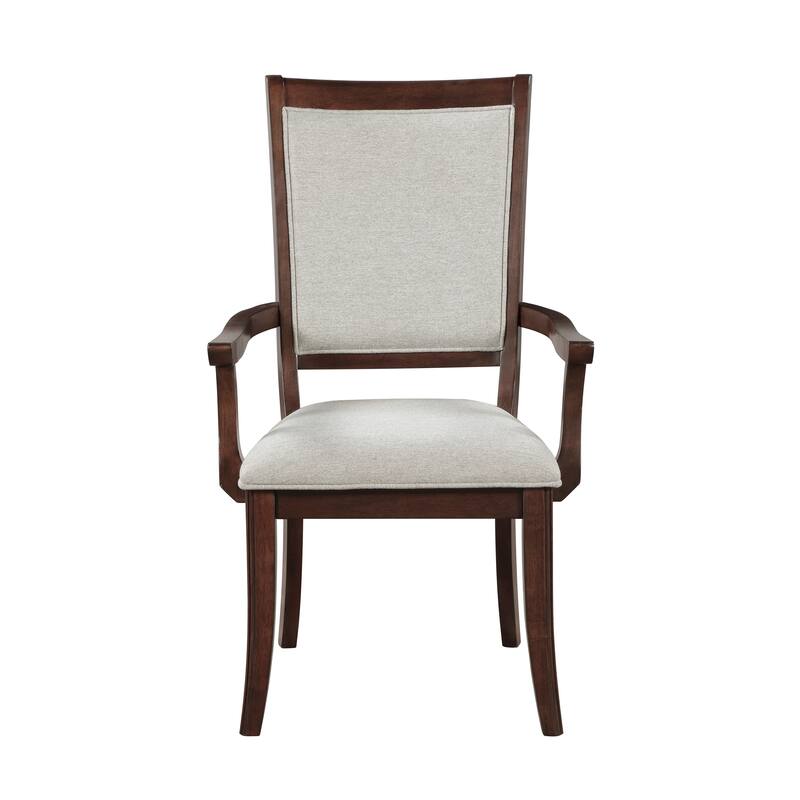 Traditional Dining Armchairs Set Of 2pc, Wooden Upholstered Seat Formal Chairs