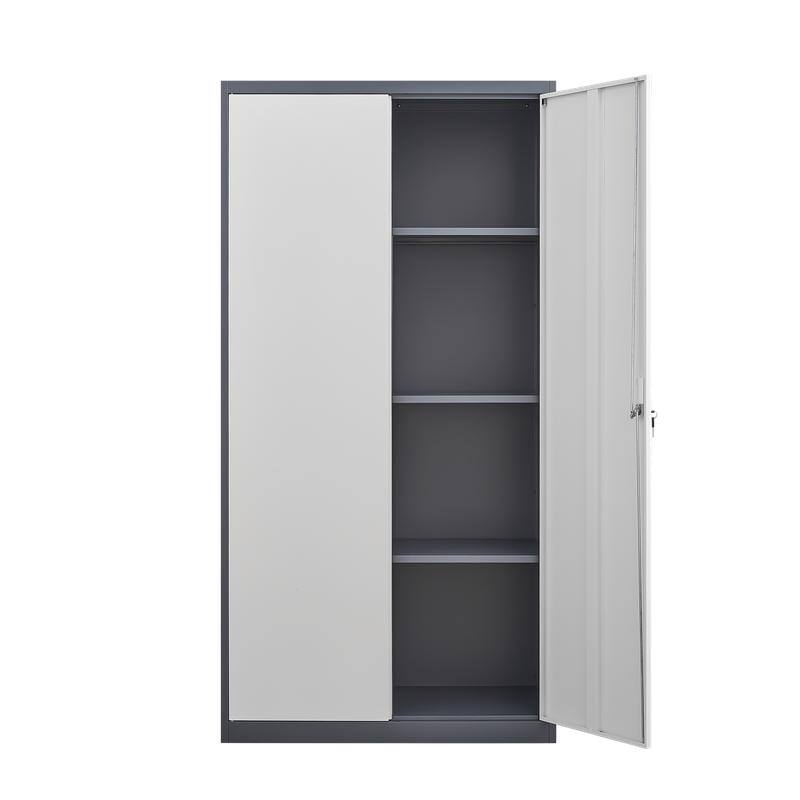Metal Large-Capacity Lockable Closet with Hanging Rod and Compartments, with Locks & Keys
