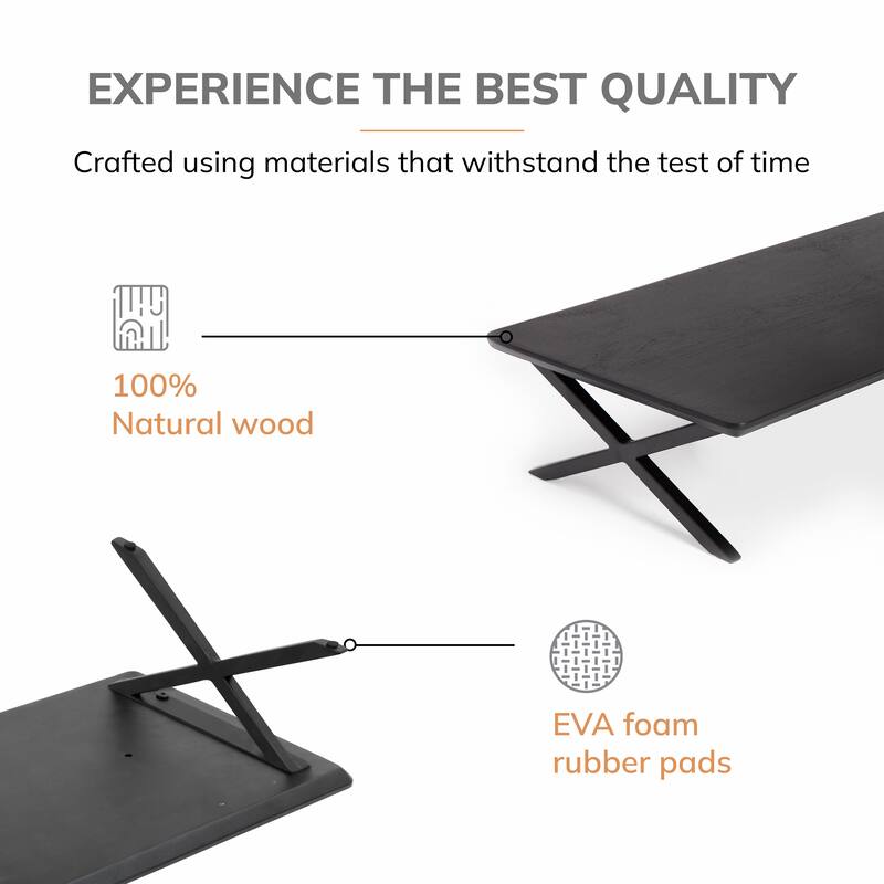 Jani Wood Monitor Stand Riser Desk - Ergonomic Design Stand, Desktop Organizer Table for Home, Office Workspace, Gaming Desk