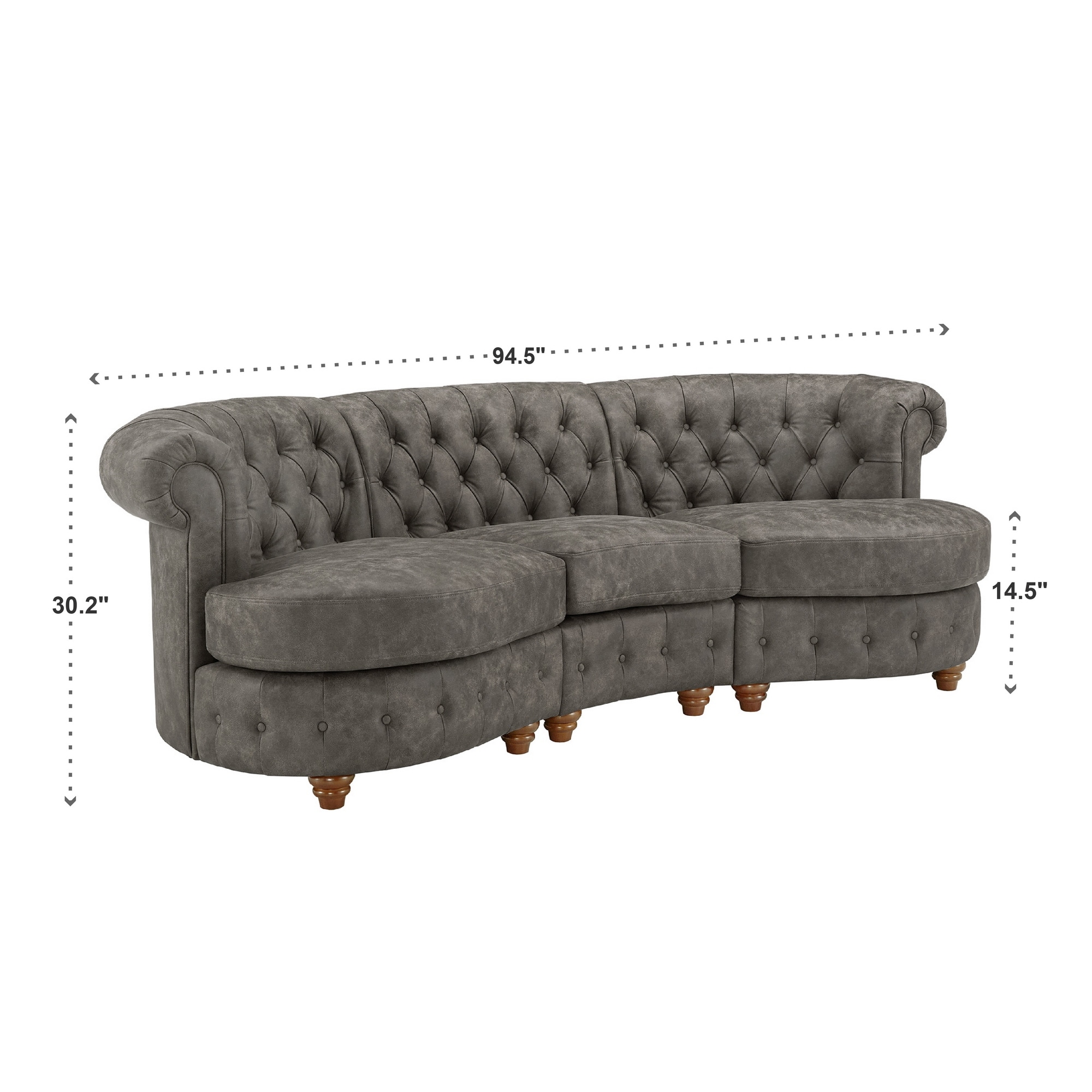 Morgan Tufted Scroll Arm Curved Chesterfield Sofa by iNSPIRE Q Bold