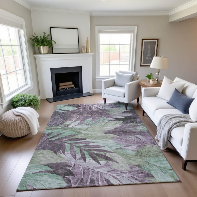 Premium Washable Super Soft Tropical Floral Mayfield Rug - Lavender - 8' x 10'