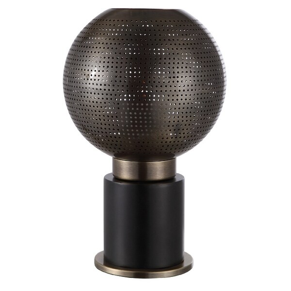 14" Bronze Metal Pierced Globe Candle Holder with Candle - N/A