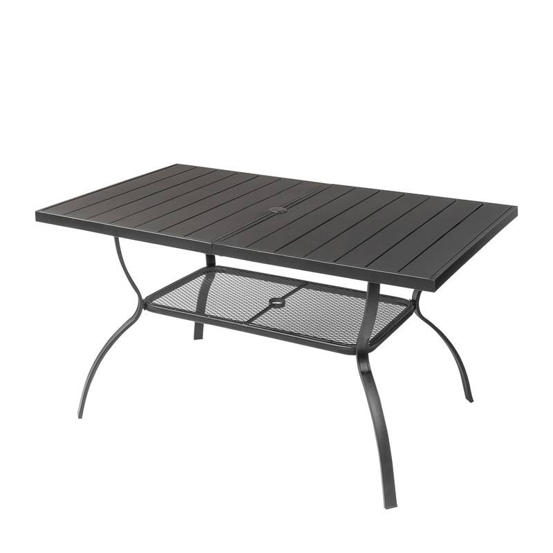 Patio 59 in. Wrought Iron Dining Table - Black