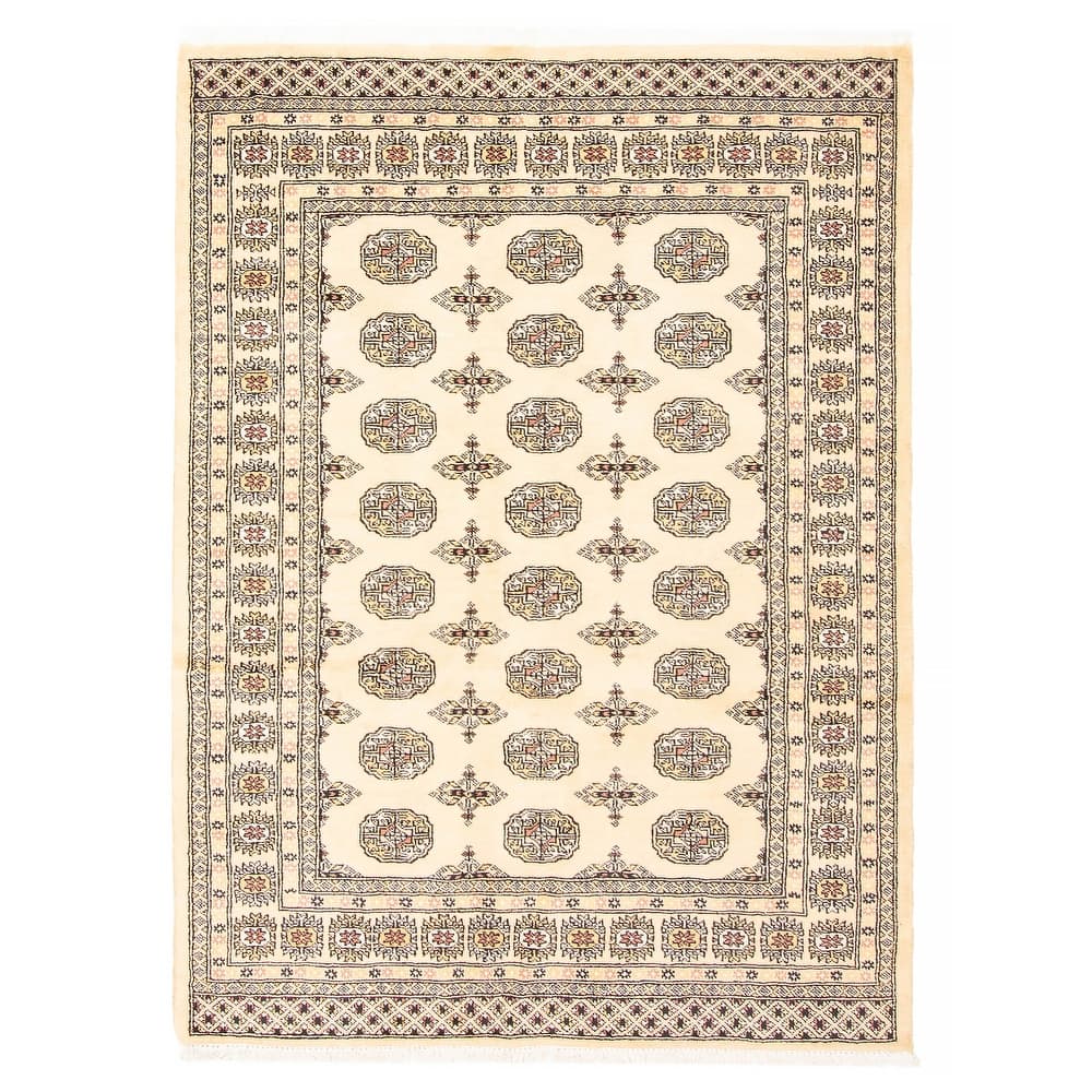 ECARPETGALLERY Hand-knotted Peshawar Bokhara Beige Wool Rug - 4'8 x 6'4