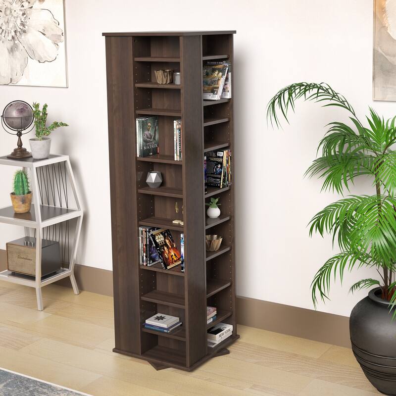 Prepac Everett Espresso 4-sided Spinner Media Storage Cabinet - Espresso