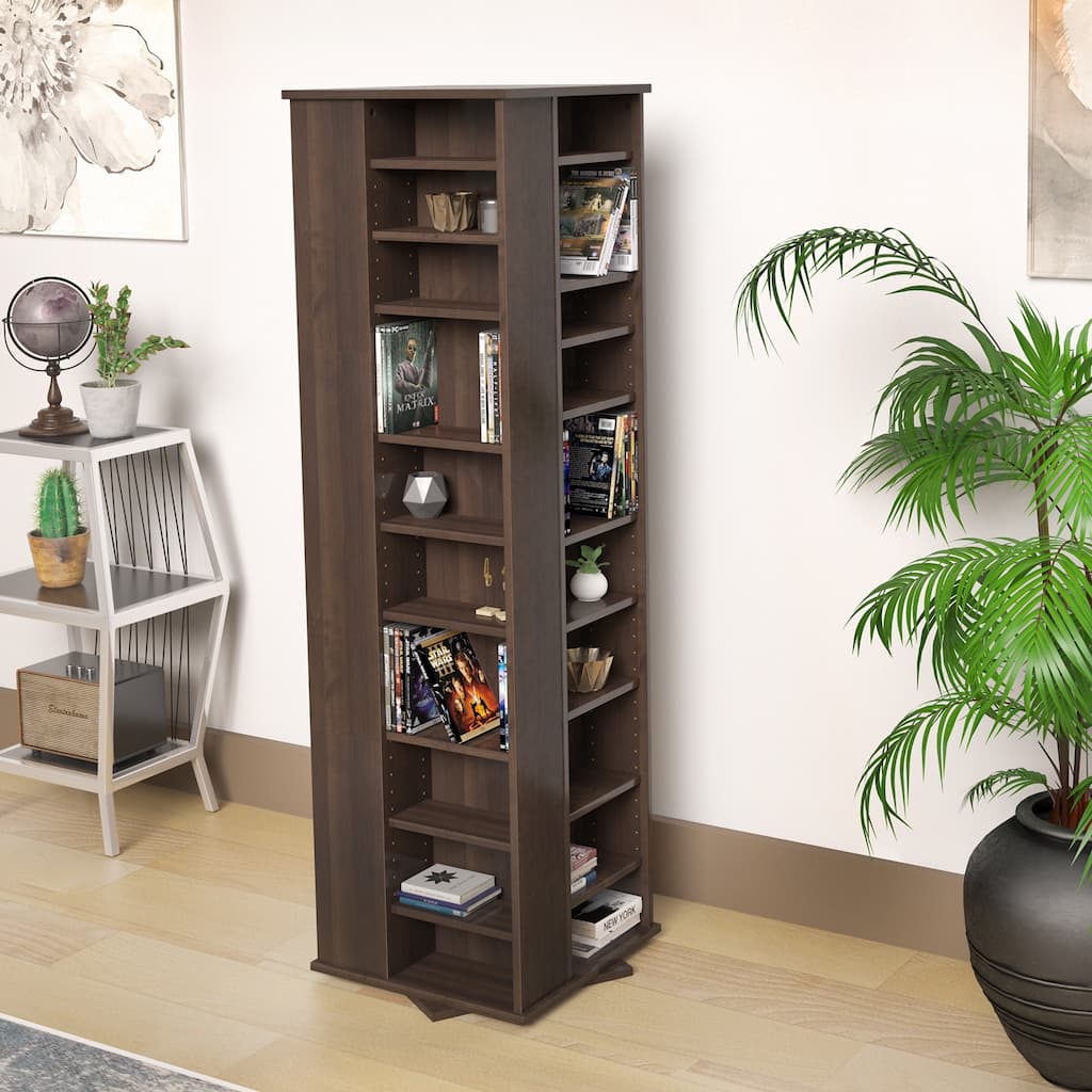 Prepac Everett Espresso 4-sided Spinner Media Storage Cabinet