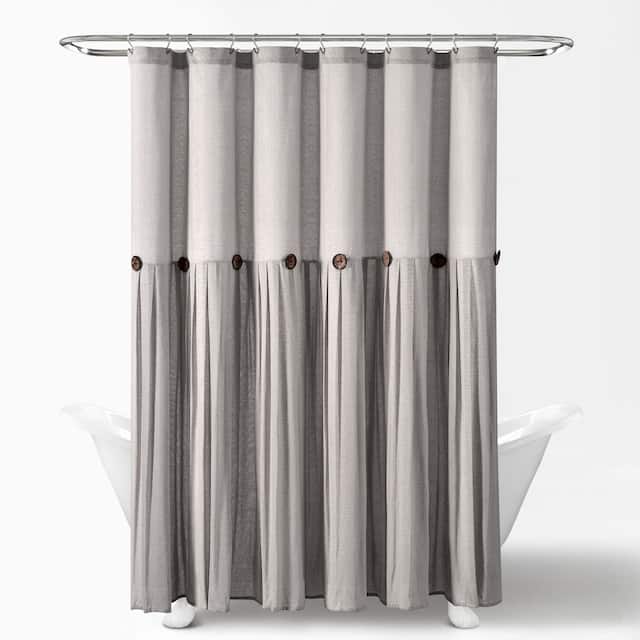 Lush Decor Two-tone Linen Button Shower Curtain