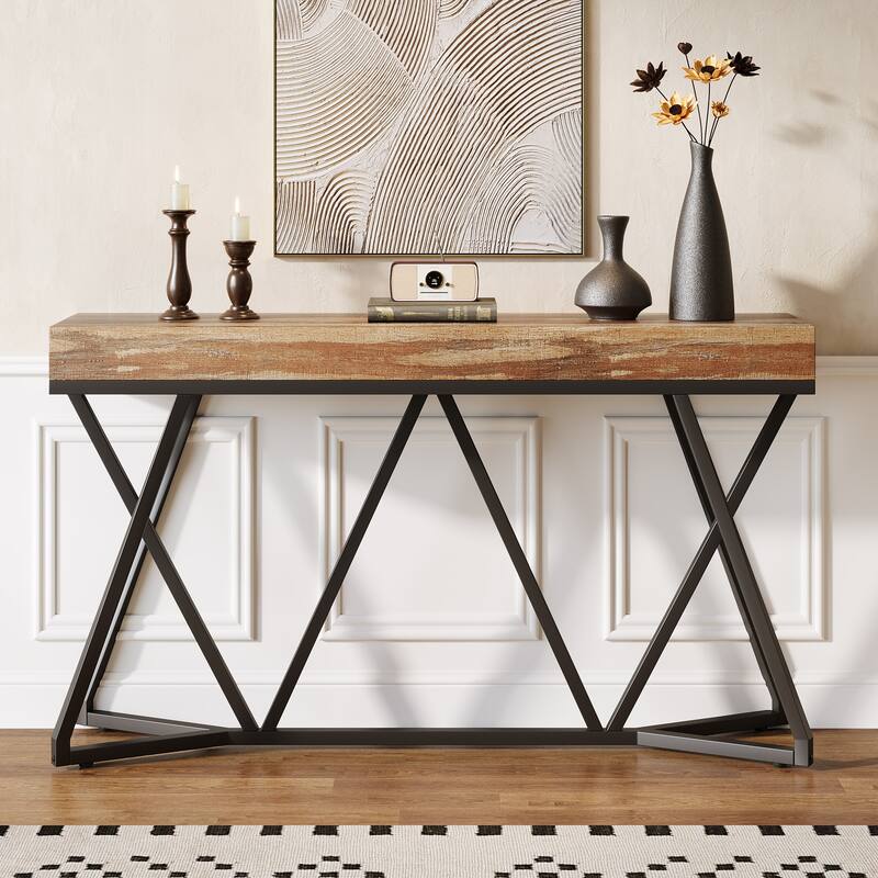 Rustic Console Table, 55 Inch Sofa Table Entryway Table